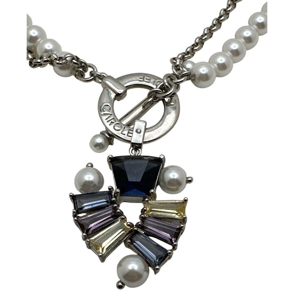 Vintage 90 Granny Pearlcore Necklace Crystal Sunburst Pendant Retro Preppy Charm
